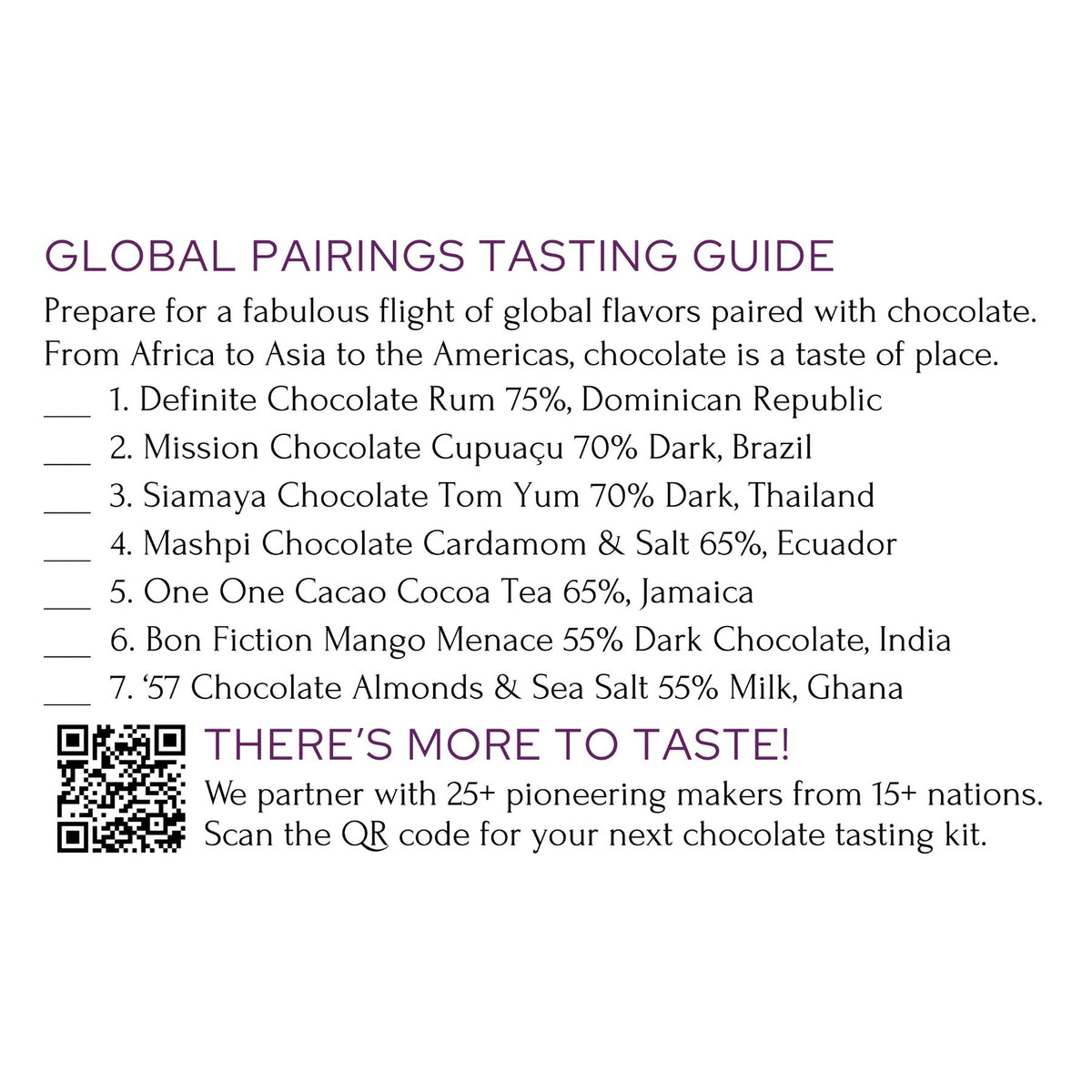 PRE-ORDER: Chocolate Pairing Sampler - Global Chocolate Flavors (1-2 People, Free Shipping)