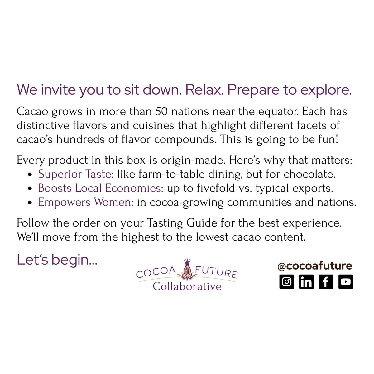 PRE-ORDER: Chocolate Pairing Sampler - Global Chocolate Flavors (1-2 People, Free Shipping)