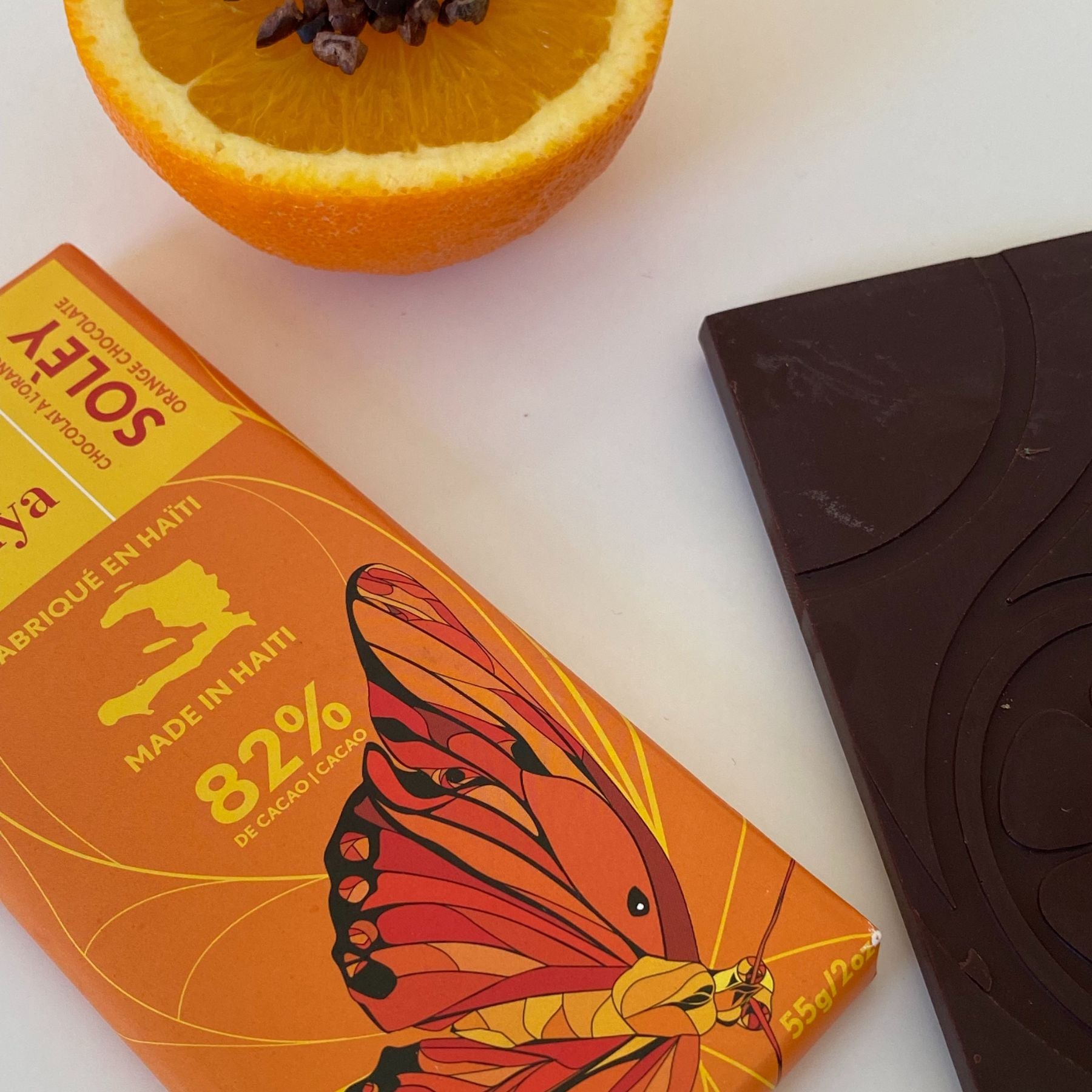 Askanya Chocolate Haiti Single Origin-Made 82% Cacao Content Dark Chocolate with Orange Zest and Rapadou Artisanal Cane Sugar