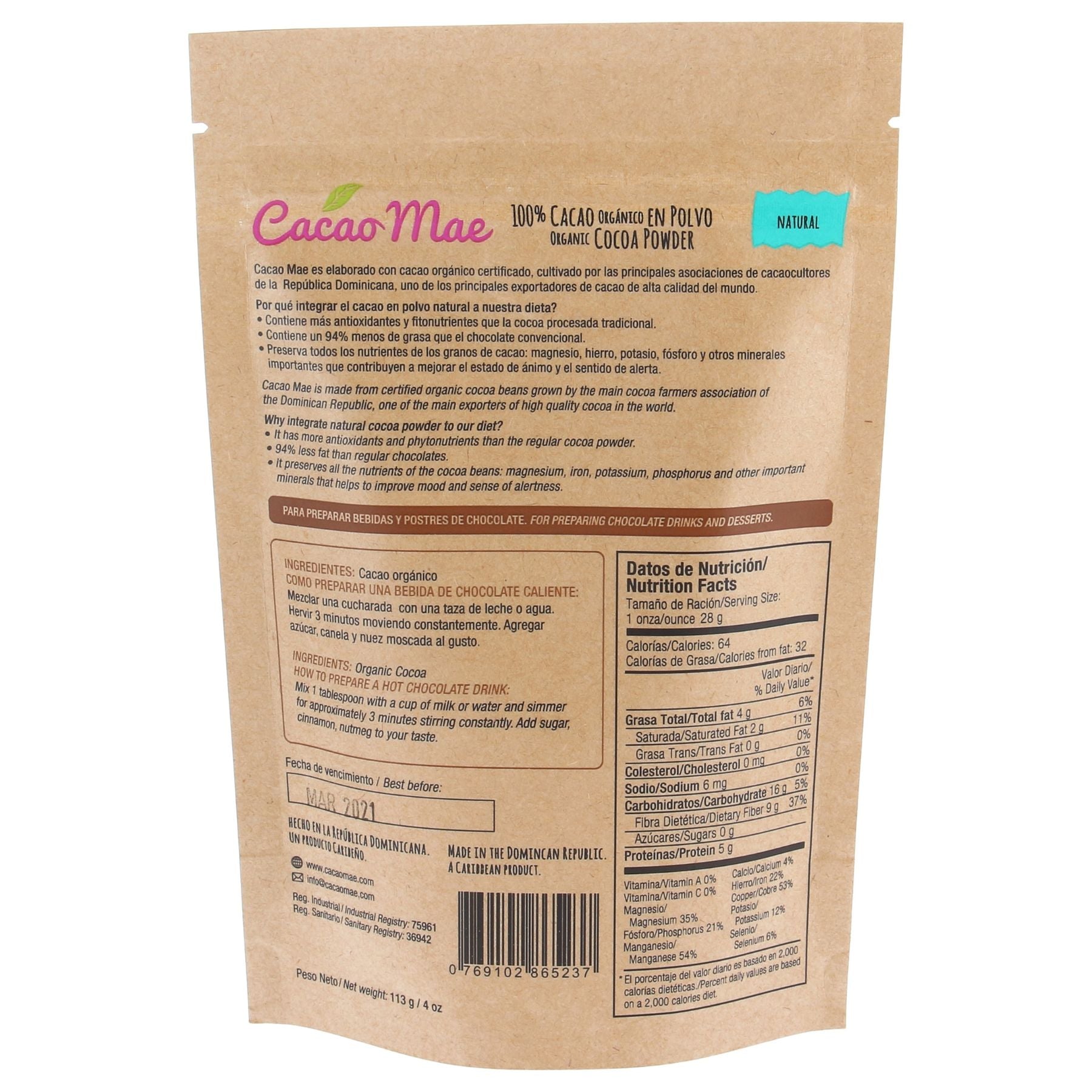 Dominican Organic Cacao Powder