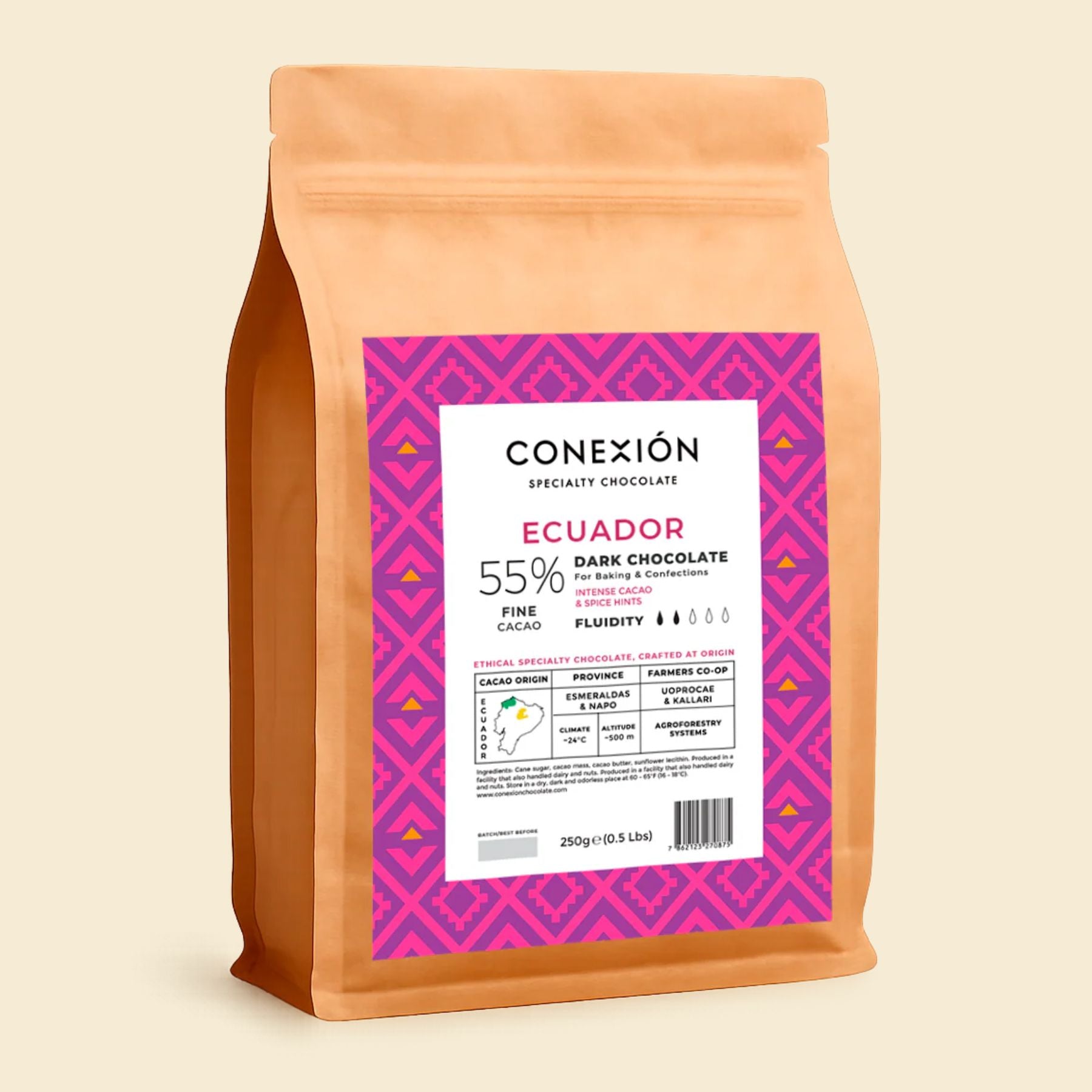 Conexión Chocolate Ecuador 55% Vegan Dark Chocolate Couverture