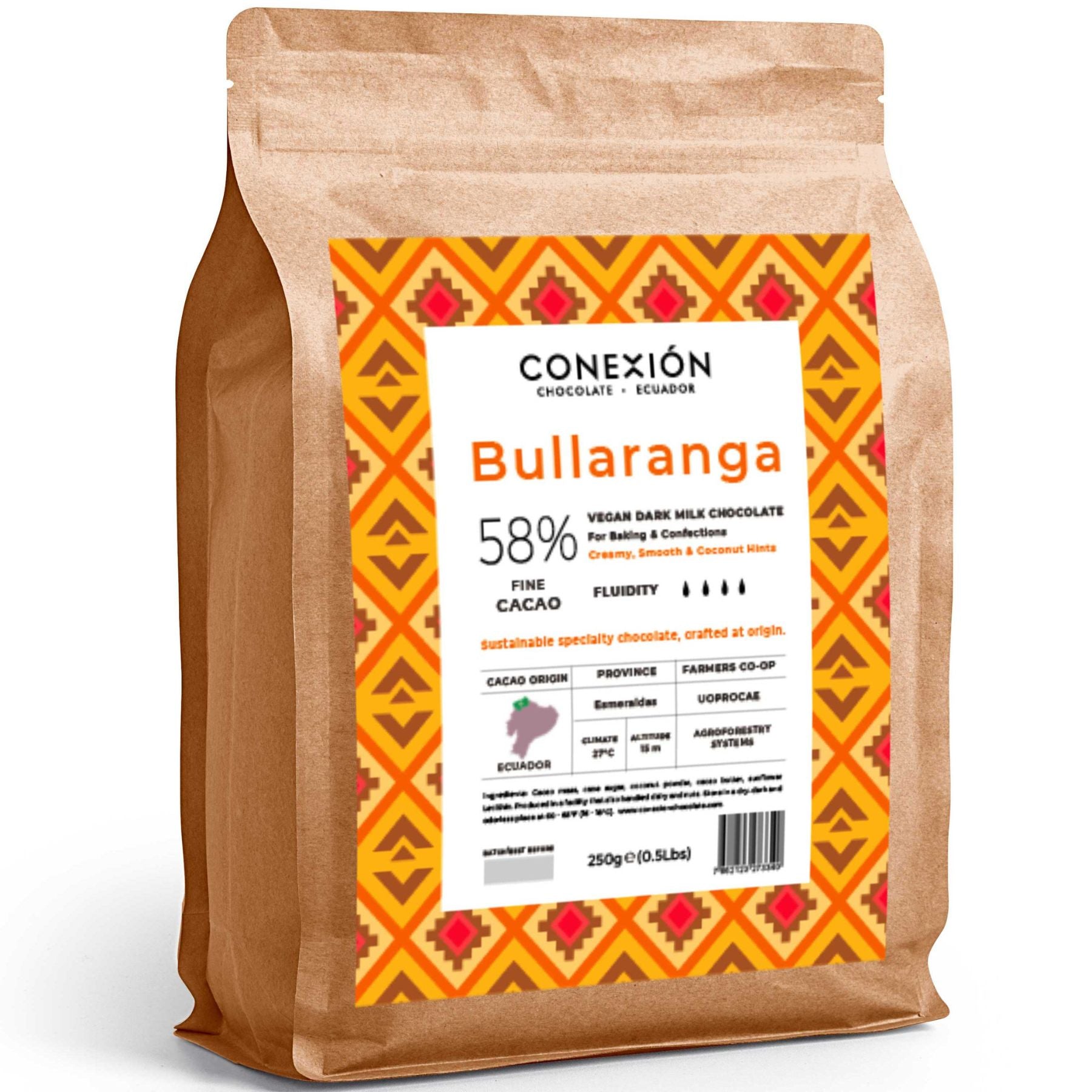 Conexión Chocolate Ecuador Bullaranga 58% Coconut Milk Vegan Dark Chocolate Couverture