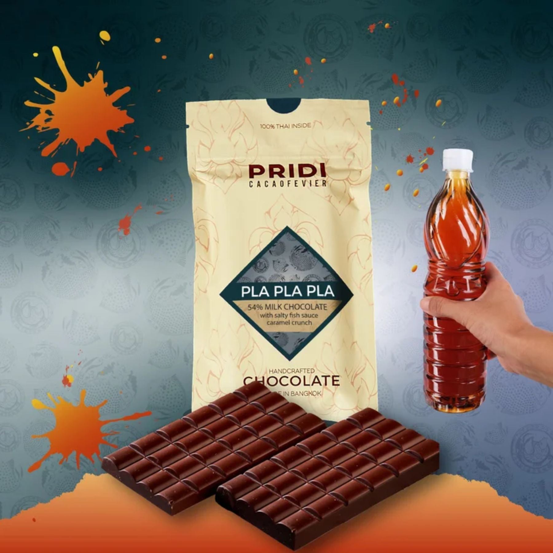 Pridi Cacaofevier Thailand Pla Pla Pla 54% Coconut Milk with Fish Sauce Caramel